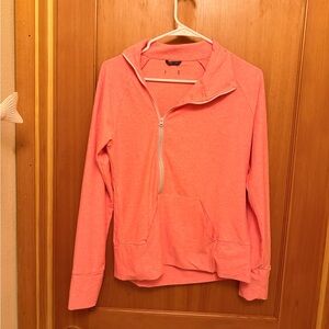 Oiselle Lux Vibrant Asymmetrical Half Zip Orange Top